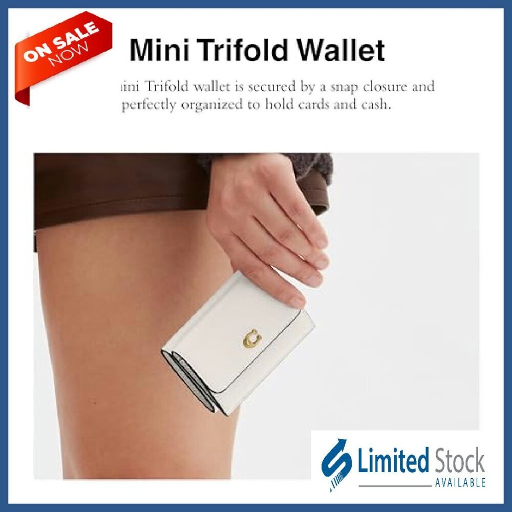 Polished Pebble Leather Mini Trifold Wallet with Snap Closure - Picture 3 of 6